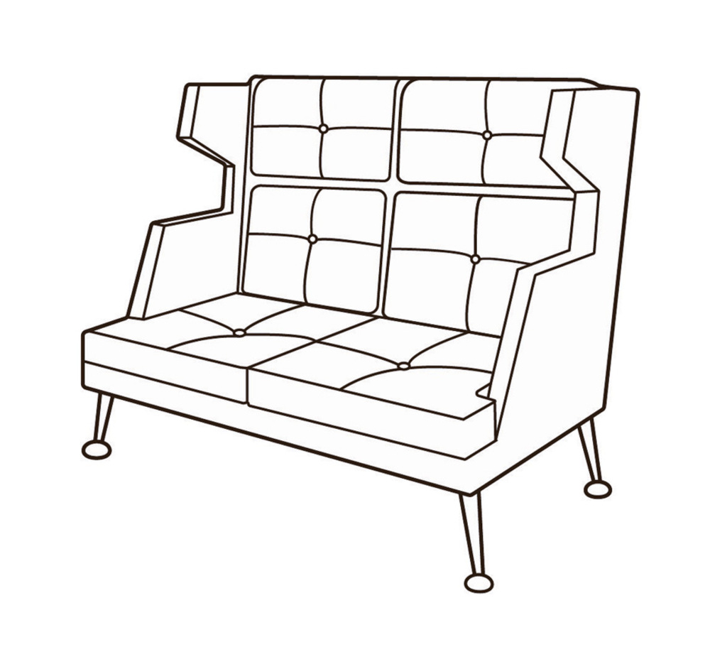 Диван 2-х местный высокий Диктатор Хром