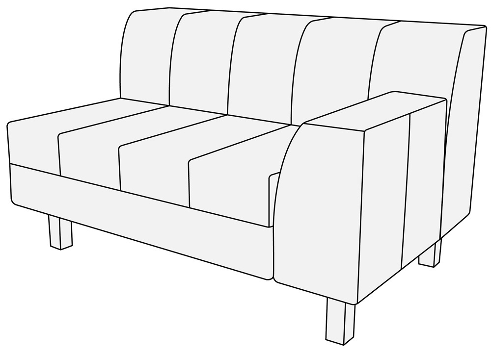 Модуль 2-местный с правым подлокотником Лима