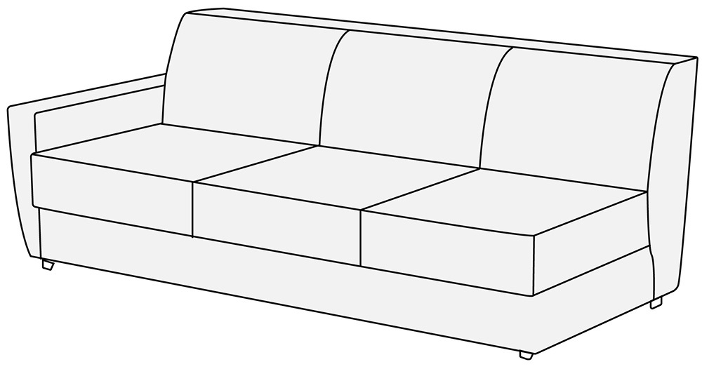Модуль 3-х местный с левым подлокотником Омега
