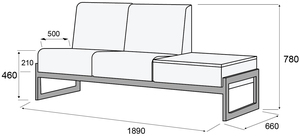 Диван 2-х местный Сигма со столиком, правый