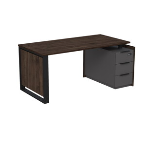 Стол рабочий на опорной угловой тумбе, с ящиками, с код замком