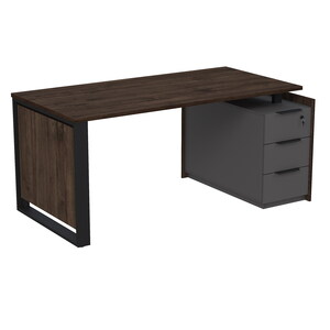 Стол рабочий на опорной угловой тумбе, с ящиками, с замком