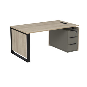 Стол рабочий с люч, на опорной угловой тумбе, с ящиками, с код замком