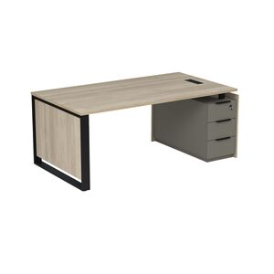 Стол рабочий с лючком, на опорной угловой тумбе