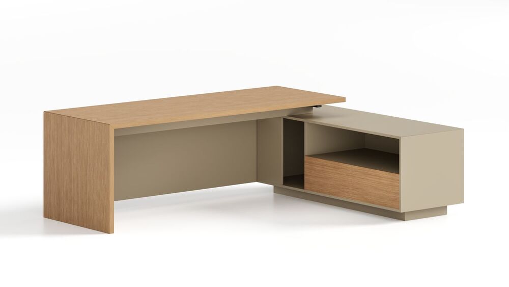 Стол руководителя с длинной тумбой (универсальный)