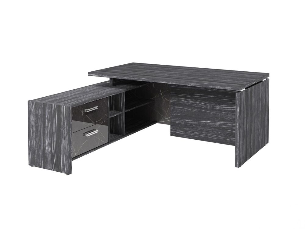 Стол руководителя с опорной тумбой (левый) (Фурнитура INOX)