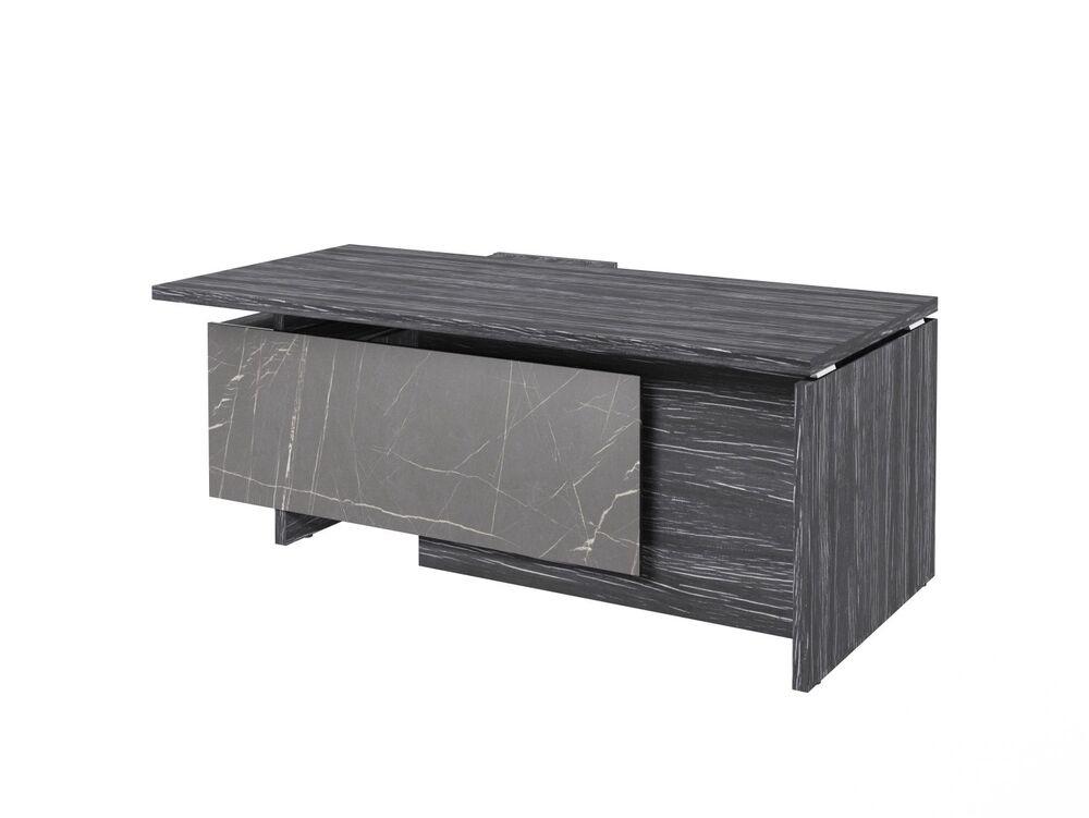 Стол руководителя с опорной тумбой (правый) (Фурнитура INOX)