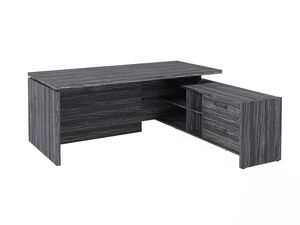 Стол руководителя с опорной тумбой (правый) (Фурнитура черная)