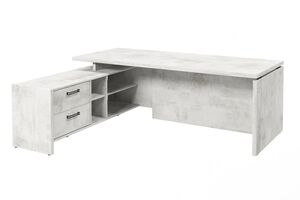 Стол руководителя с опорной тумбой (левый) (Фурнитура черная)