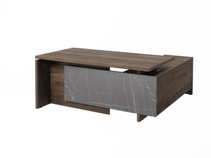 Стол руководителя с опорной тумбой (левый) (Фурнитура INOX)