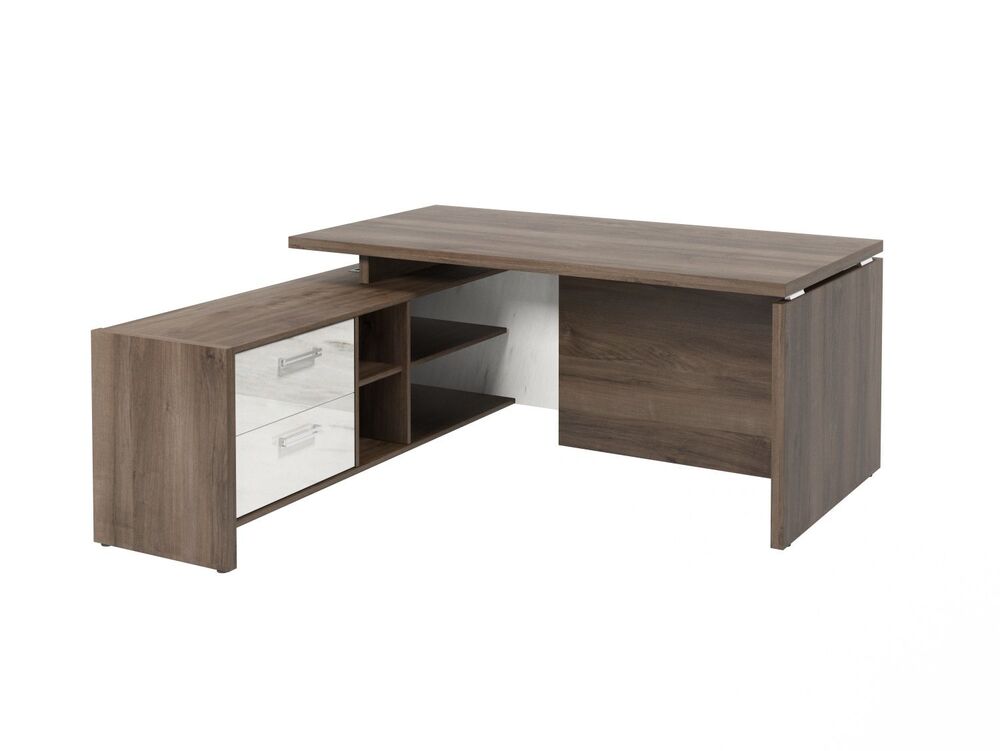 Стол руководителя с опорной тумбой (левый) (Фурнитура INOX)