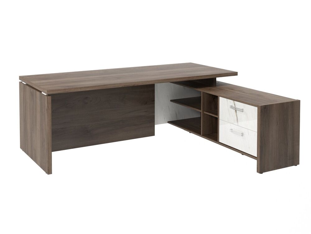 Стол руководителя с опорной тумбой (правый) (Фурнитура INOX)