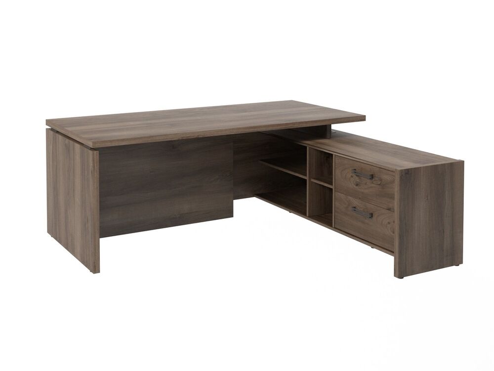 Стол руководителя с опорной тумбой (правый) (Фурнитура черная)