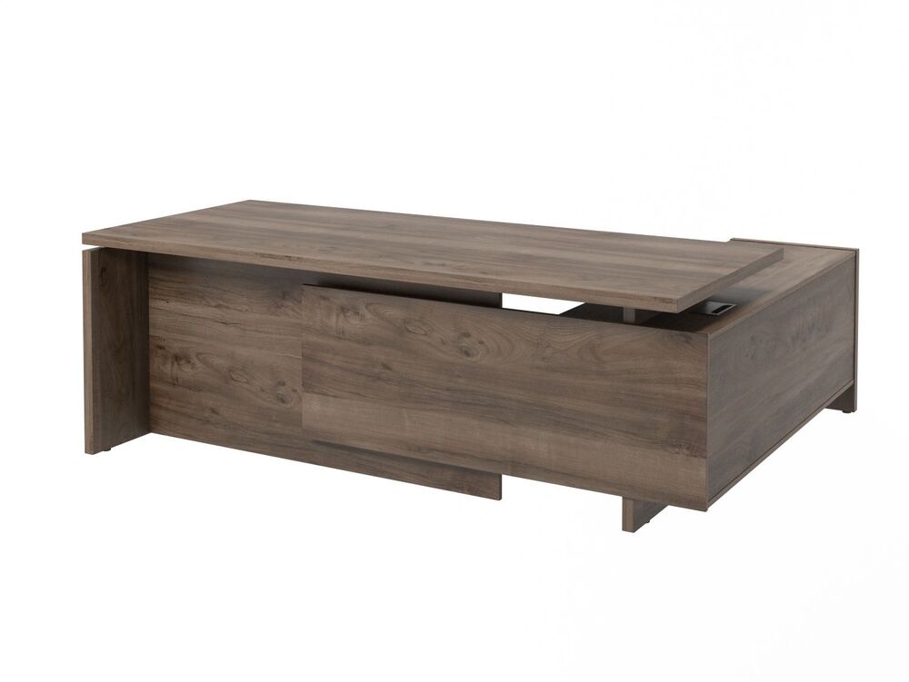 Стол руководителя с опорной тумбой (левый) (Фурнитура черная)