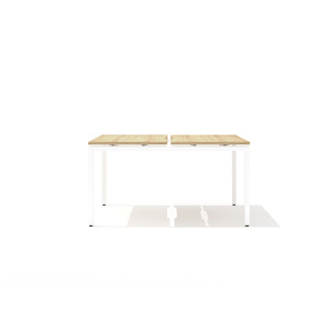 Сдвоенный стол прямой с вырезом на металлокаркасе