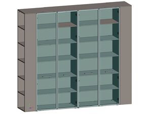 Двойной шкаф для документов с боковыми стеллажами