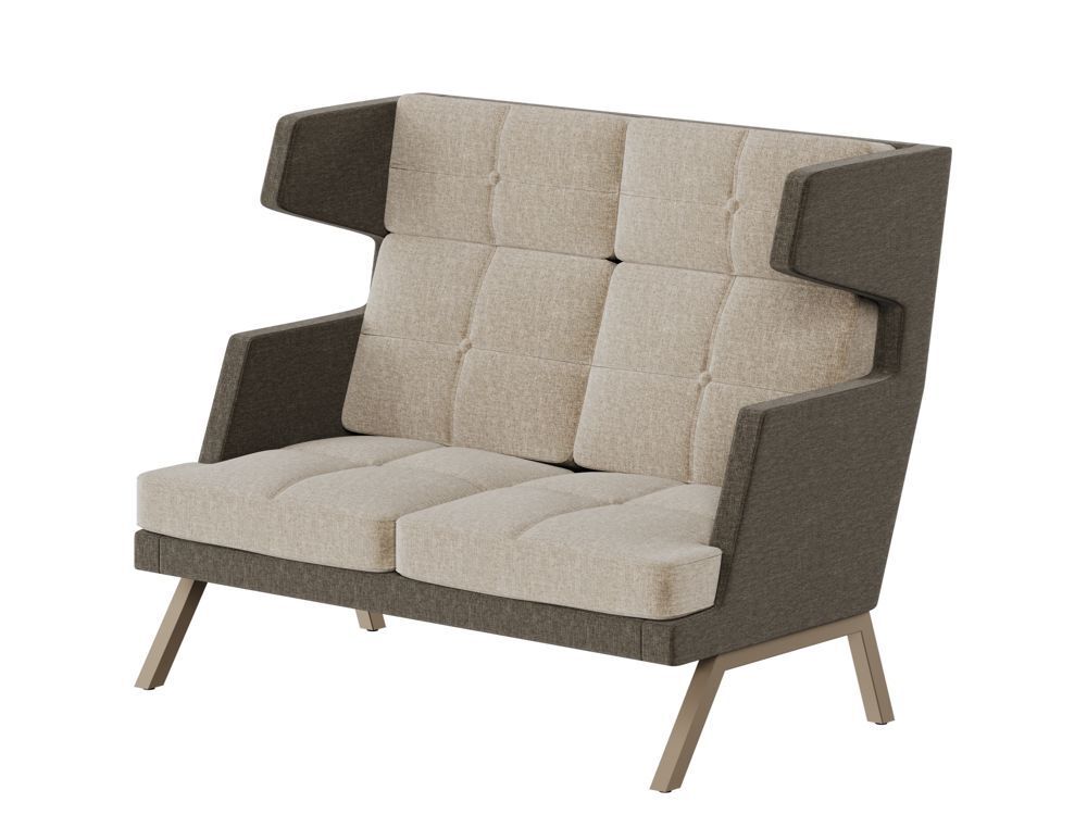 Диван двухместный высокий с декором из пуговиц