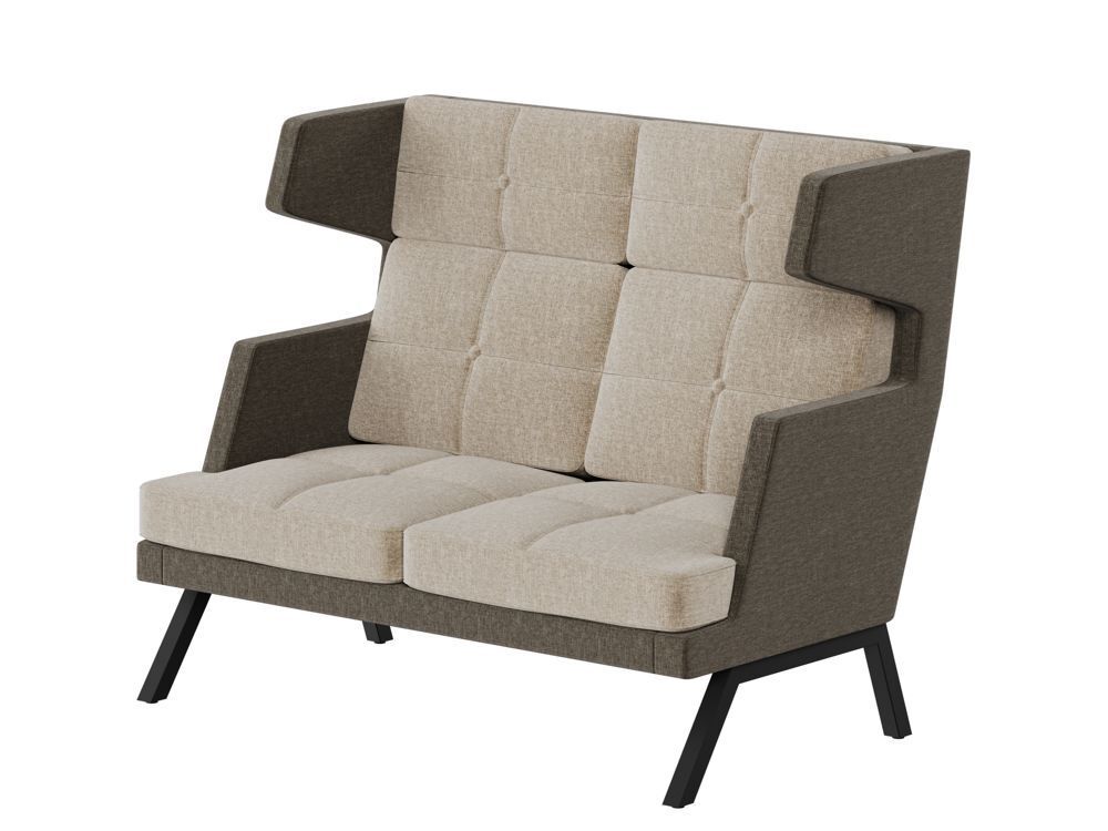 Диван двухместный высокий с декором из пуговиц