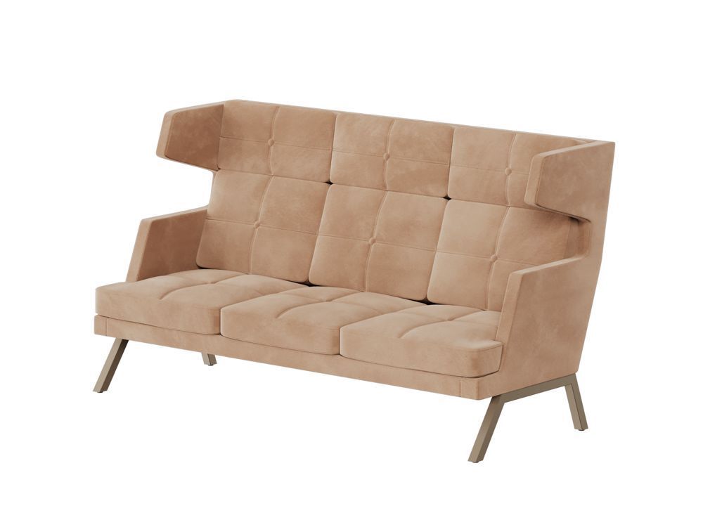 Диван трёхместный высокий с декором из пуговиц