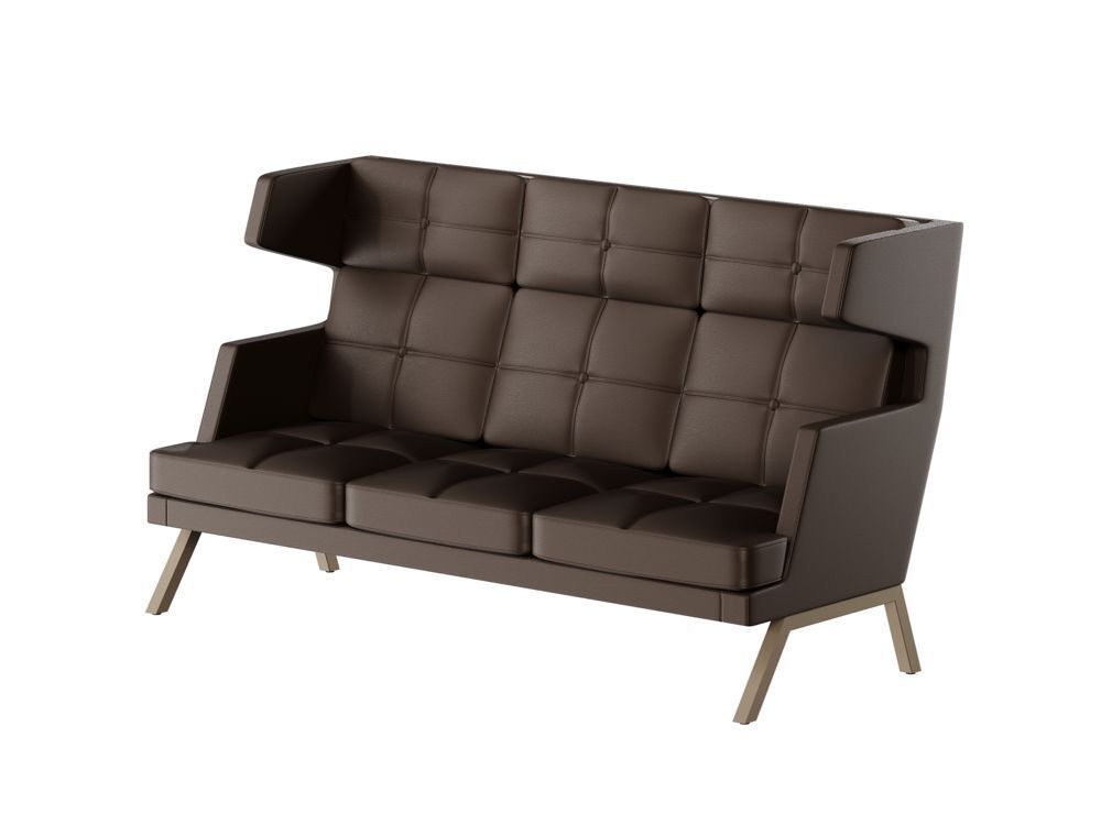 Диван трёхместный высокий с декором из пуговиц