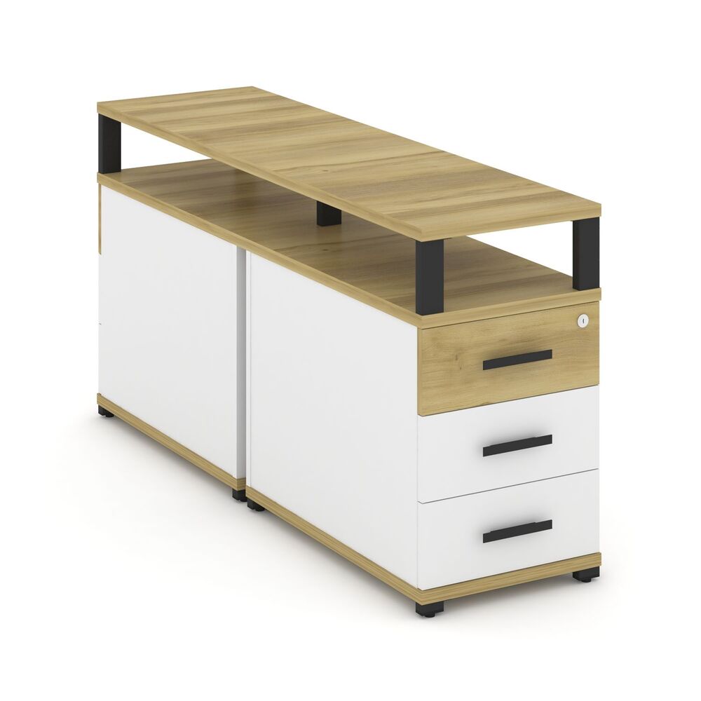 Тумба двухсторонняя приставная 3 ящика с надставкой