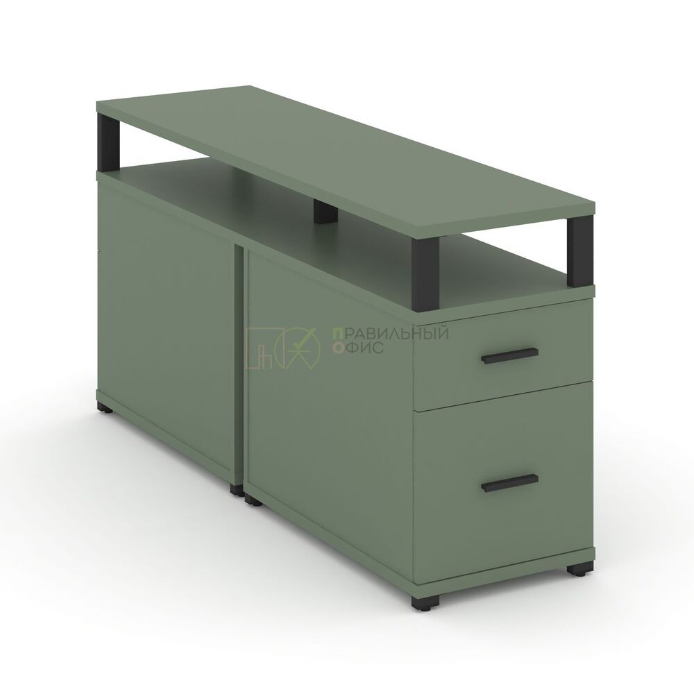 Тумба двухсторонняя приставная 1 ящик + 1 распашной фасад с надставкой