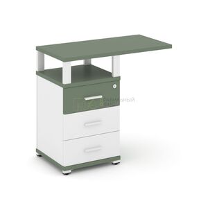 Тумба приставная узкая 3 ящика со свесом с надставкой широкой