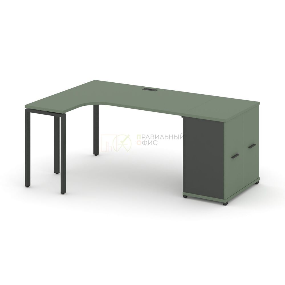 Стол эргономичный левый с опорным распашным шкафом левый
