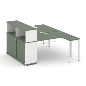 Рабочая станция с опорным шкафом-купе с надставкой низкой