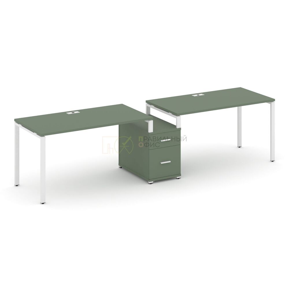 Рабочая станция на 2 места с одной опорной тумбой