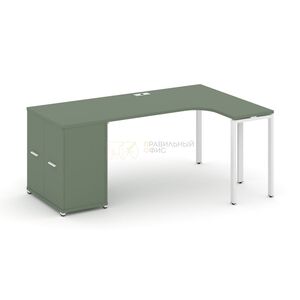 Стол эргономичный левый с опорным распашным шкафом левый