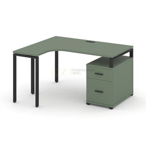 Стол эргономичный левый с опорной тумбой