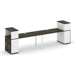 Рабочая станция с опорными распашными шкафами с надставкой низкой