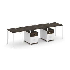 Рабочая станция на 3 места с двумя опорными тумбами