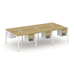 Рабочая станция двухсторонняя с подвесными тумбами на 6 мест