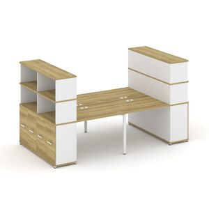 Рабочая станция с опорными распашными шкафоми с надставкой высокой