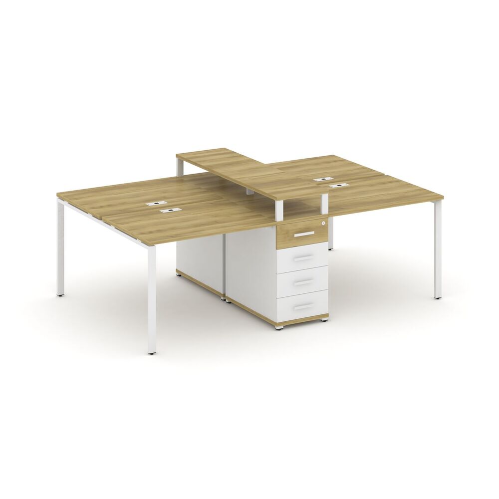 Рабочая станция на 4 места с одной опорной тумбой