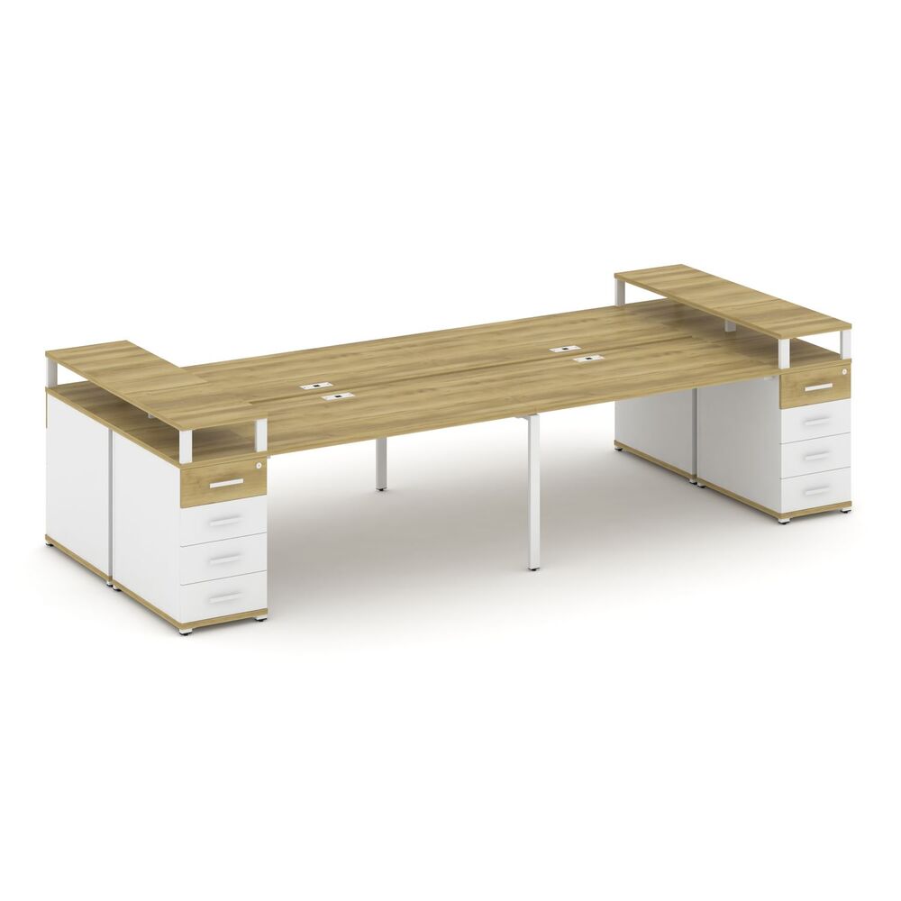 Рабочая станция на 4 места с двумя опорными тумбами