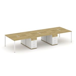 Рабочая станция на 6 мест с двумя опорными тумбами