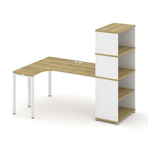 Стол эргономичный с опорным стеллажом с надставкой высокой левый