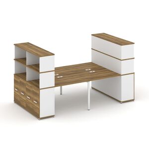 Рабочая станция с опорными распашными шкафоми с надставкой высокой