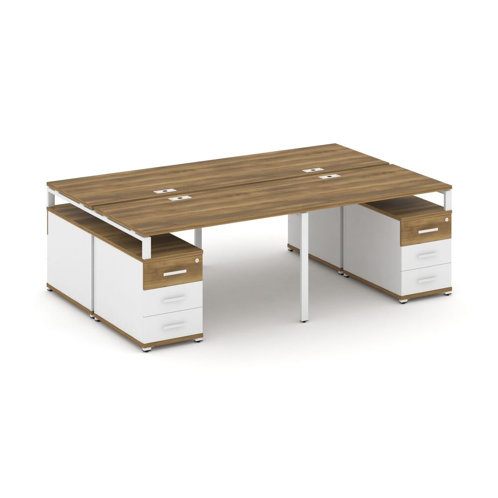 Рабочая станция на 4 места с двумя двухсторонними опорными тумбами