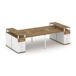 Рабочая станция на 4 места с двумя опорными тумбами