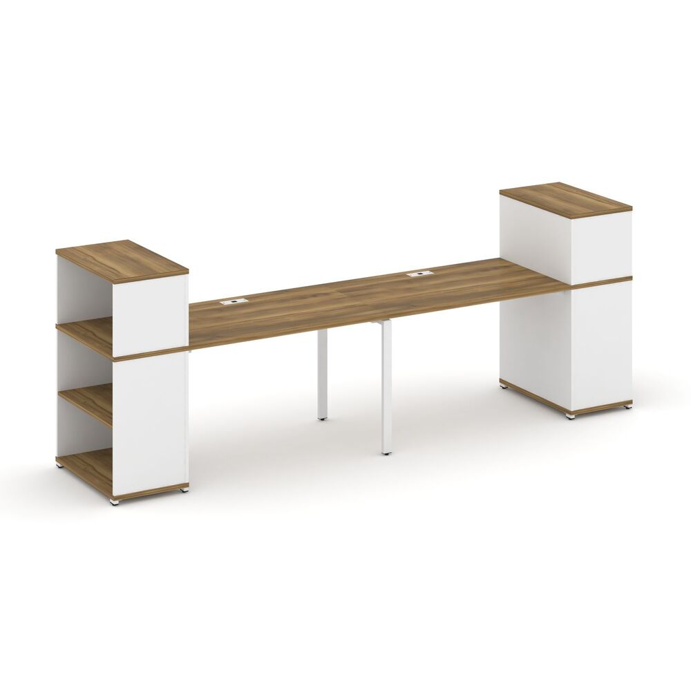 Рабочая станция с опорными стеллажами с надставкой низкой