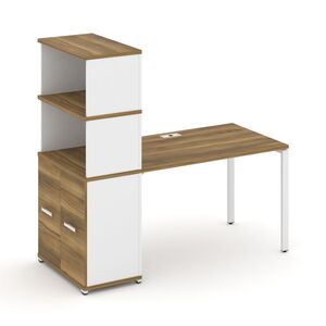 Стол рабочий с опорным распашным шкафом с надставкой высокой