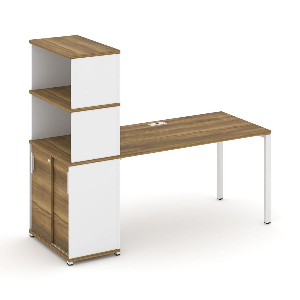 Стол рабочий с опорным шкафом купе с надставкой высокой