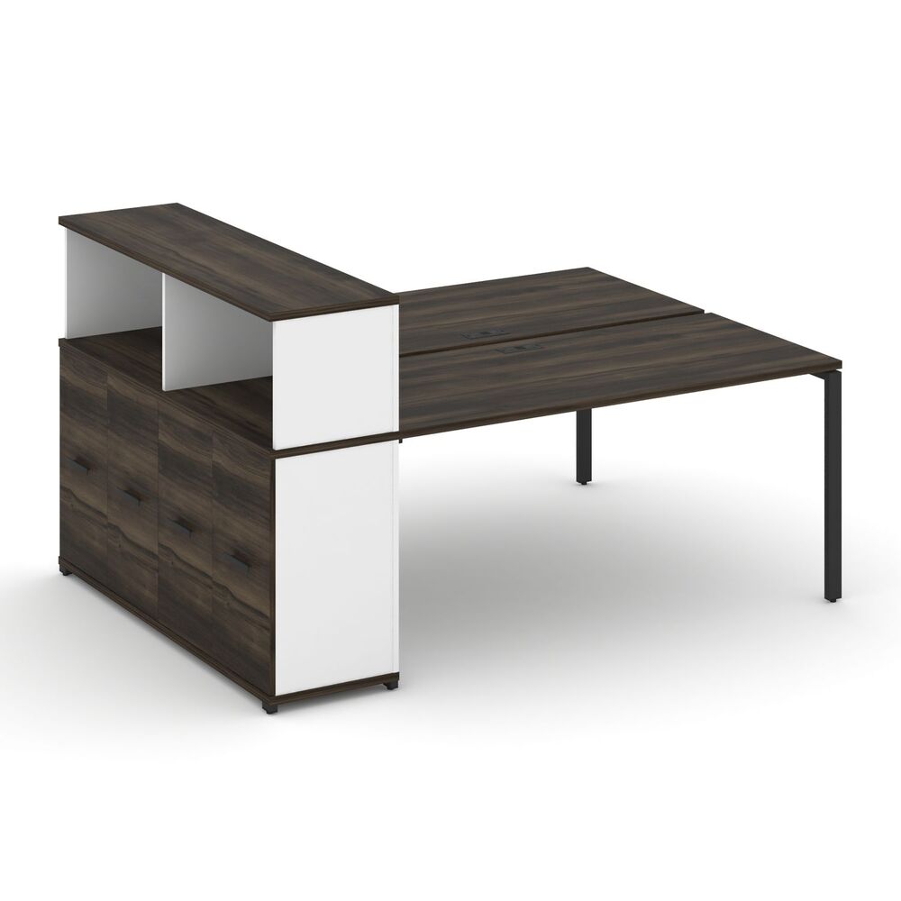 Рабочая станция с опорным распашным шкафом с надставкой низкой