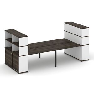 Рабочая станция с опорными шкафами купе с надставкой высокой