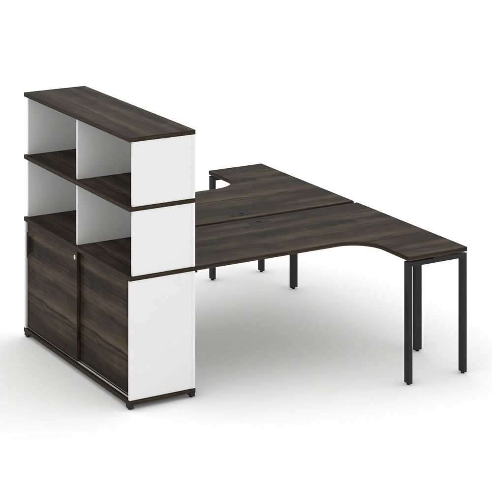 Рабочая станция с опорным шкафом-купе с надставкой высокой