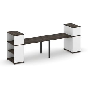 Рабочая станция с опорными стеллажами с надставкой низкой